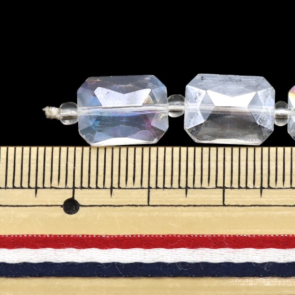 ビーズ 『ガラスビーズ レクタングルカット 9×12mm クリスタルオーロラ