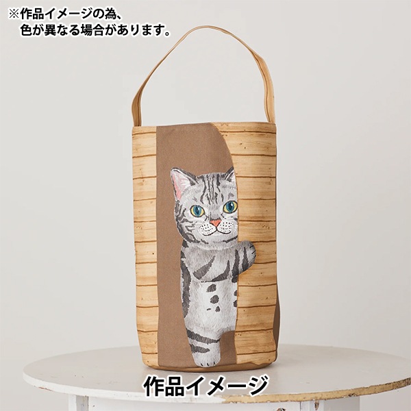 生地 『ホームデコ アニマルパネル カットクロス 壁からひょっこり猫