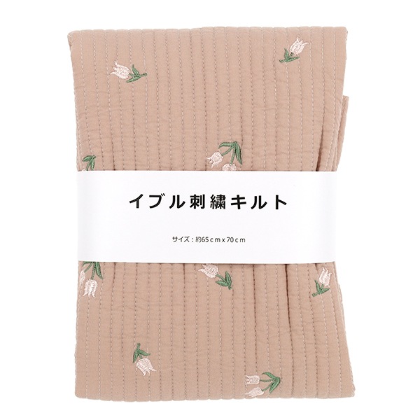 生地 『刺繍入りイブルキルト お花 約65×70cm ピンク』 カットクロス
