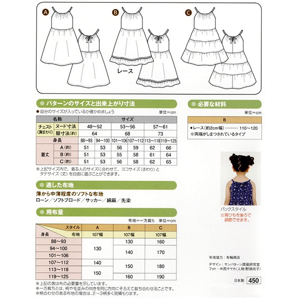 型紙 『こどもサマーワンピース 4769』 SUN・PLANNING サン
