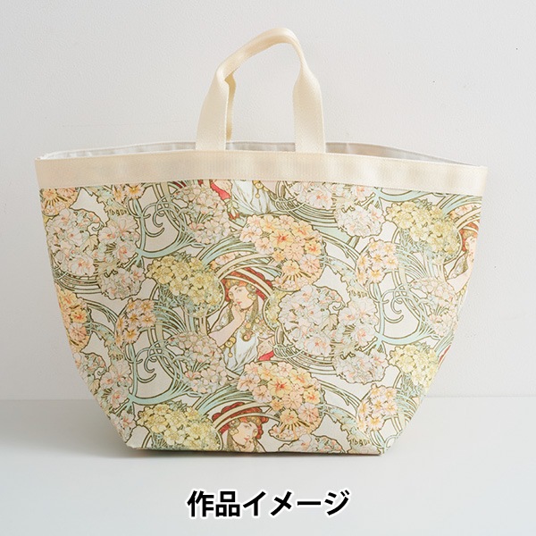 数量5から】 生地 『ミュシャ デジタルプリント 花を持つ女 EKX-1600