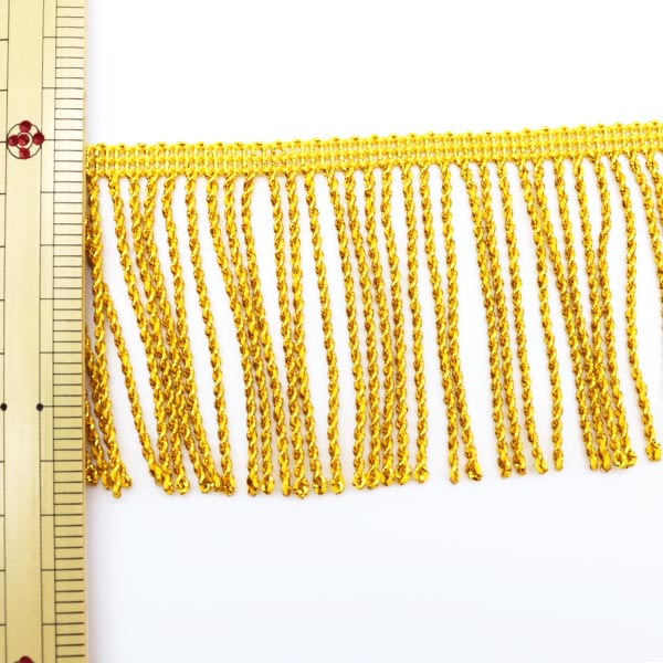 数量5から】 手芸ブレード 『ラメフリンジ 幅約7cm 2番色 金