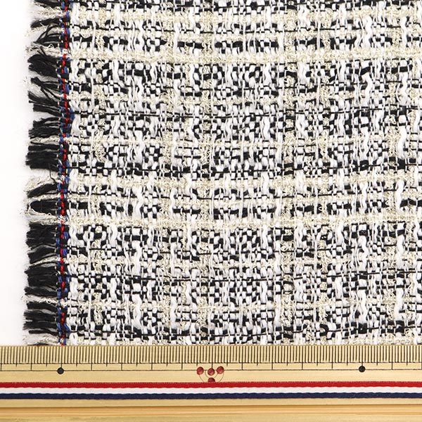 中生地 秋冬生地セール】 【数量5から】 生地 『チェックツイード ホワイト