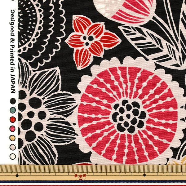 数量5から】 生地 『オックス 花柄 ブラック AP61108-2D』 生地,柄から