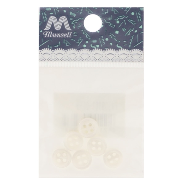 ボタン 『シャツボタン 四つ穴 9mm 6個入り 1番色 PVSO9001-01-9