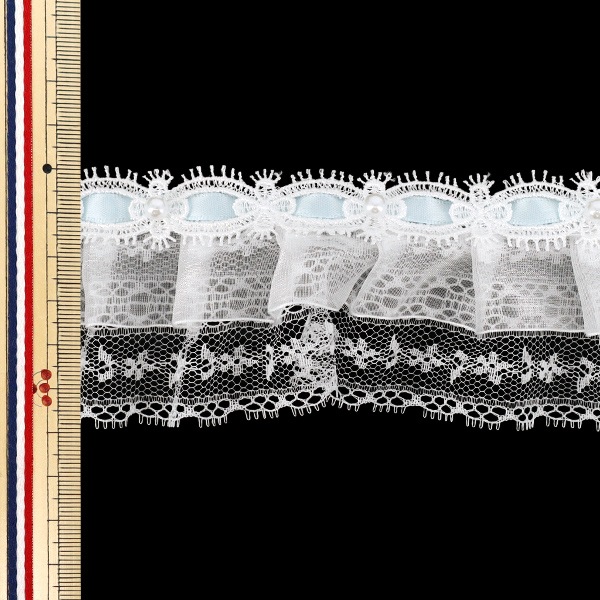 数量5から】 レース 『装飾フリルレース2025 幅約60mm ライトブルー