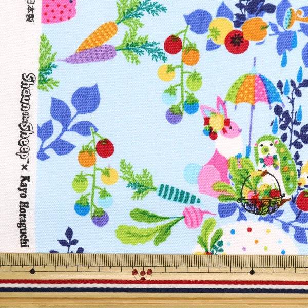 数量5から】 生地 『オックス ひつじのショーン×ホラグチカヨ サックス