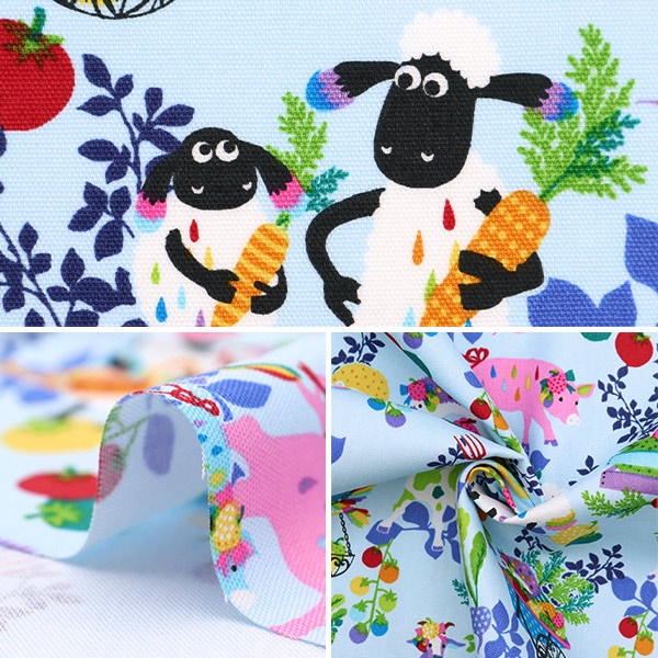 数量5から】 生地 『オックス ひつじのショーン×ホラグチカヨ サックス