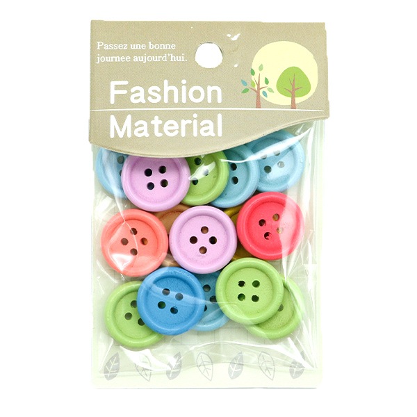 ボタン 『ウッドボタンミックス 20mm カラフル CWB03』 服飾,ボタン