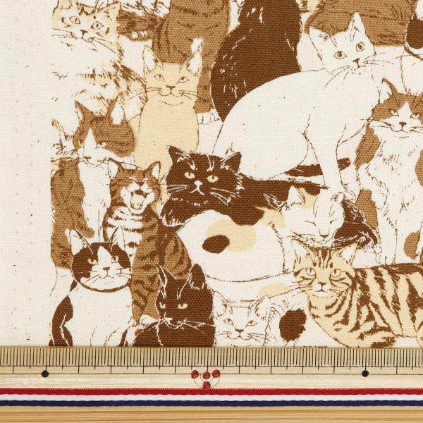 数量5から】 生地 『オックス 動物 ねこ柄 1H番色 OX41401-1H』 生地