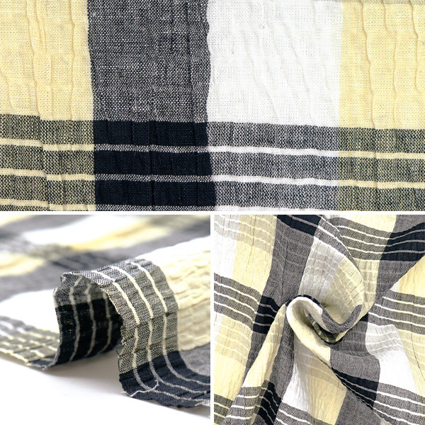 数量5から】 生地 『先染めチェック シャーリング INCHEST-01WHA