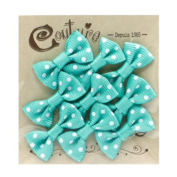 手芸パーツ 『ミニリボンパーツ グログラン グリーン×白ドット YRP-12