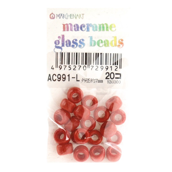 ビーズ 『マクラメグラスビーズ 7mm 赤 AC991』 MARCHENART メルヘン