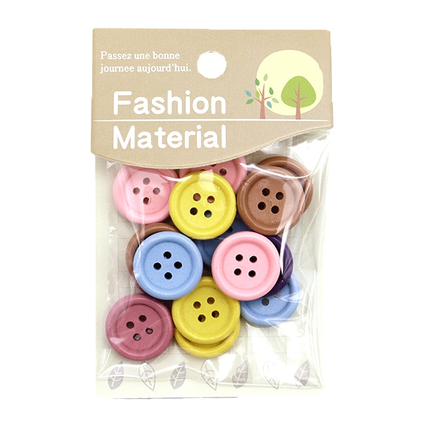 ボタン 『ウッドボタンミックス 20mm カラフル CWB04』 服飾,ボタン
