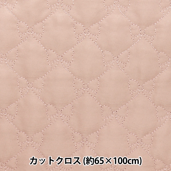 生地 『リボン刺しゅうキルトカットクロス 約63cm×100cm ピンク