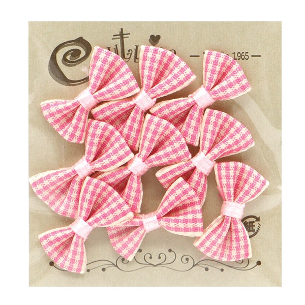 手芸パーツ 『ミニリボンパーツ チェック ピンク YRP-13』 寺井 服飾