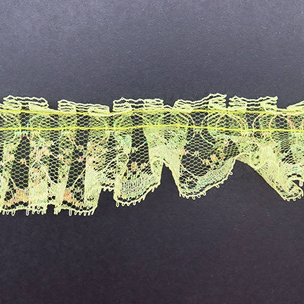〜＊ひらひらレースタッセル＊〜 数量5から】 レース 『ラッセルフリル 幅約3.3cm 黄色 03415Y-4
