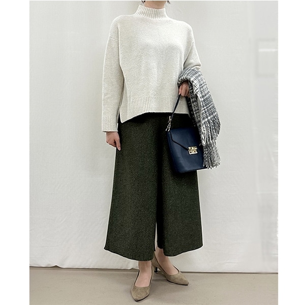 ボトムス 『あったかウールライクサイドリブパンツ グリーン SA00193