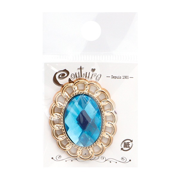 手芸パーツ 『ビジューセンターパーツ 1個入り 40mm×32mm スカイブルー