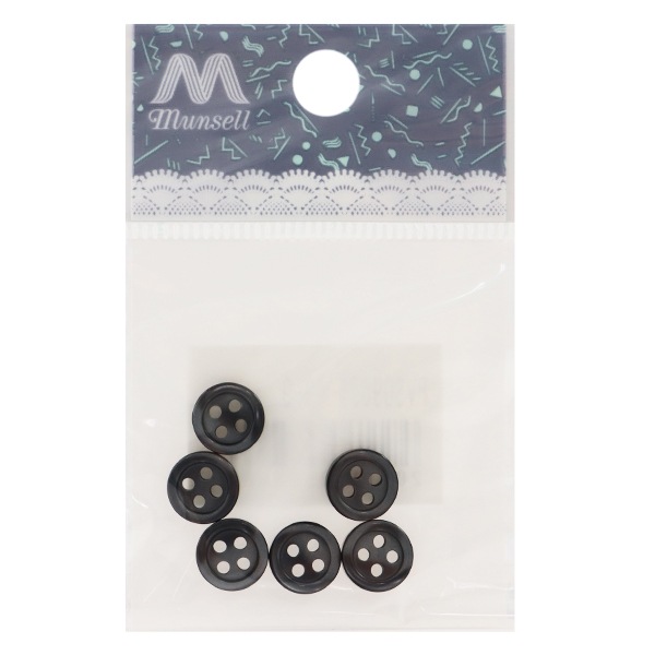 ボタン 『シャツボタン 四つ穴 9mm 6個入り 9番色 PVSO9001-09-9