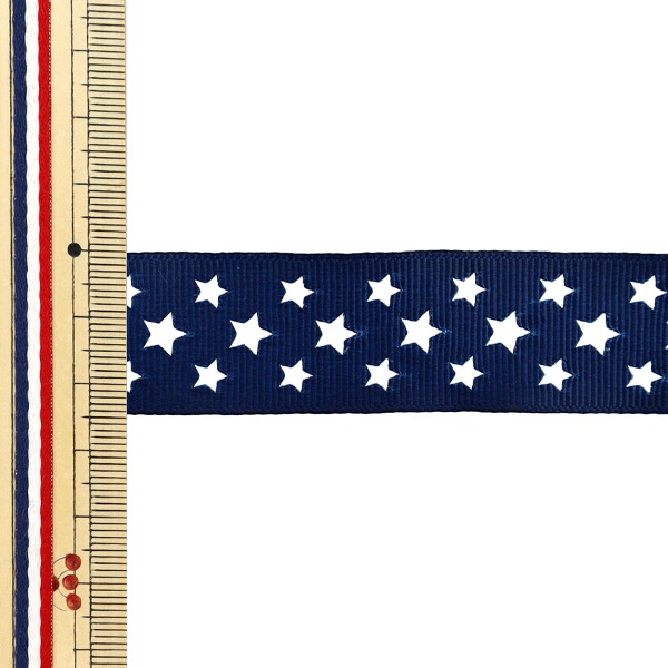 リボン 『グログランリボン スター 約幅25mm×長さ2m ネイビー YRC2510