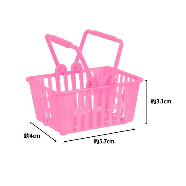 ドール用ミニチュア sajiのドールかご アンティーク指抜き　その他雑貨 ドール用品『推し小物 買い物カゴ ピンク DSB-PK』 手芸,ミニチュア