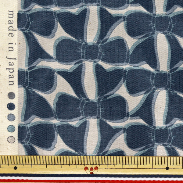 数量5から】 生地 『オックス Linnea リボン サックス×ネイビー YKA