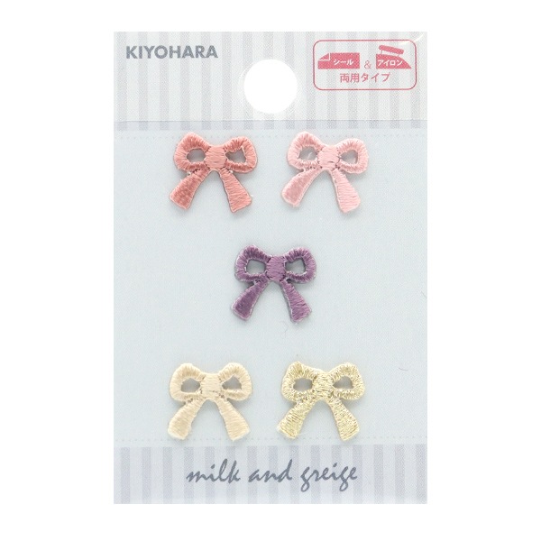 ワッペン 『シール&アイロンミニワッペン リボン ピンク MOW885