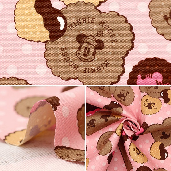 数量5から】 生地 『オックス ミニーマウス ビスケット柄 GR-1132-1A