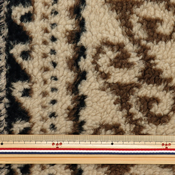 生地 『ジャガードボア カットクロス ブラウン系3 約70cm×100cm HS2276