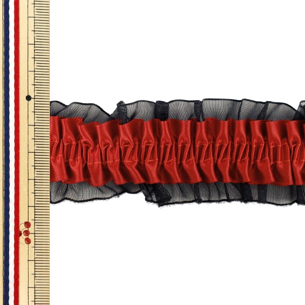 数量5から】 フリルリボン 『ストレッチWリボンフリル 約3cm幅