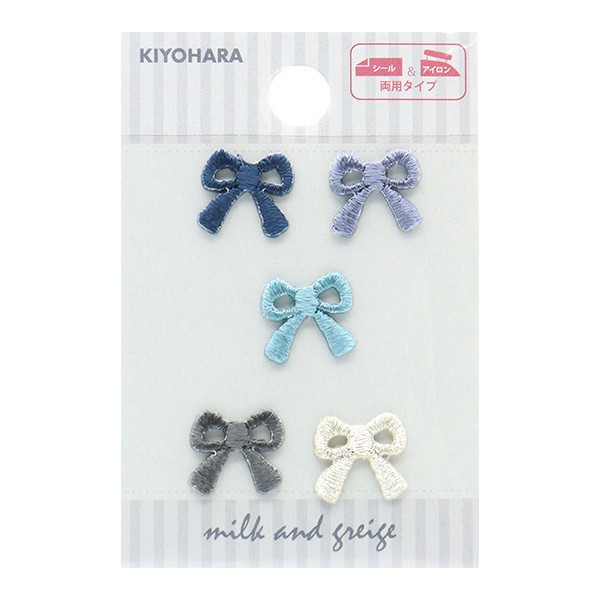 ワッペン 『シール&アイロンミニワッペン リボン ブルー MOW886