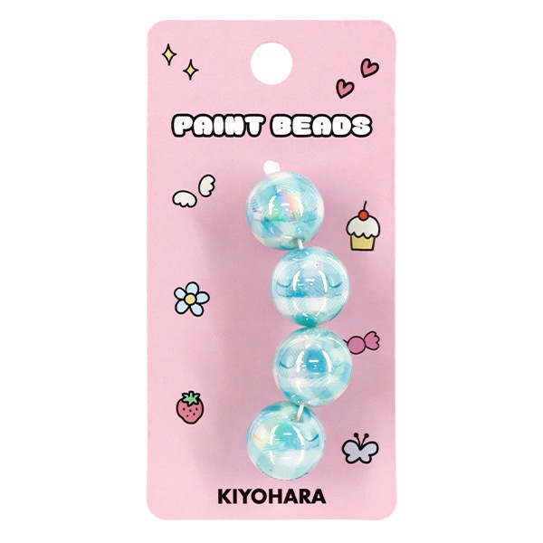 手芸パーツ 『ペイントビーズ チェックビーズ 16mm ブルー PTB-09