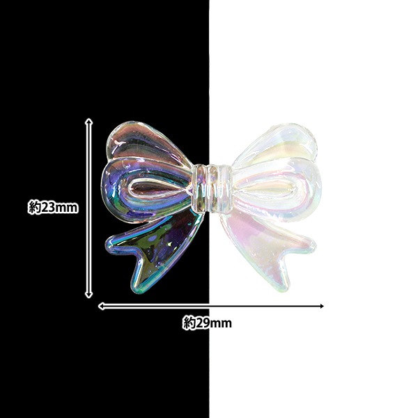 パックビーズ 『アクリルビーズ リボン クリアオーロラ 約10個入り