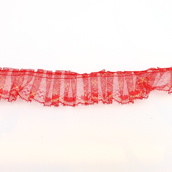 数量5から】 レース 『ラッセルフリル 幅約3.3cm 赤 03415Y-8』 服飾