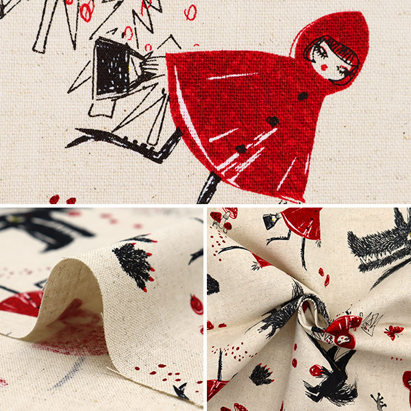 数量5から】 生地 『SPELL BY MIA 綿麻キャンバス 赤ずきん キナリ EPX