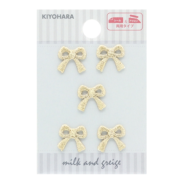 ワッペン 『シール&アイロンミニワッペン リボン ゴールド MOW887