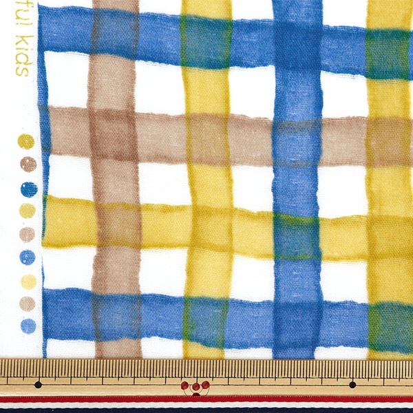 数量5から】 生地 『NOVA Wガーゼ マルチチェック ブルーイエロー NGW