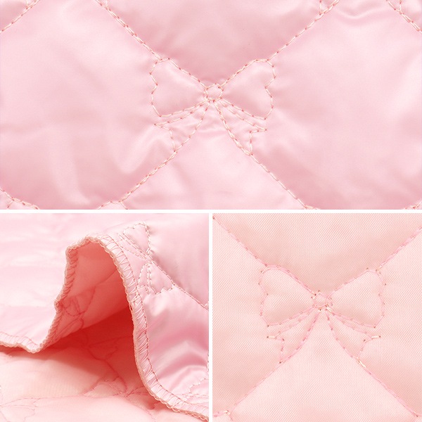 生地 『キルトカットクロス リボン柄 エナメル風 約65cm×100cm ピンク