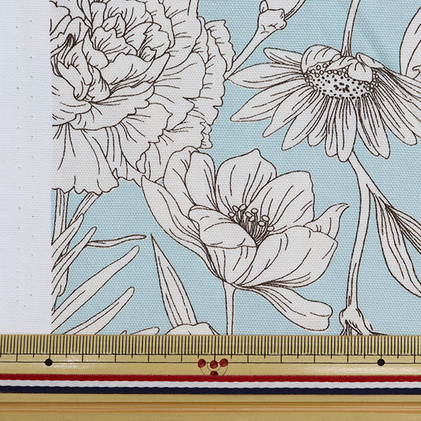 数量5から】 生地 『オックス 花柄 水色 99095-1D』 コットン,種類から