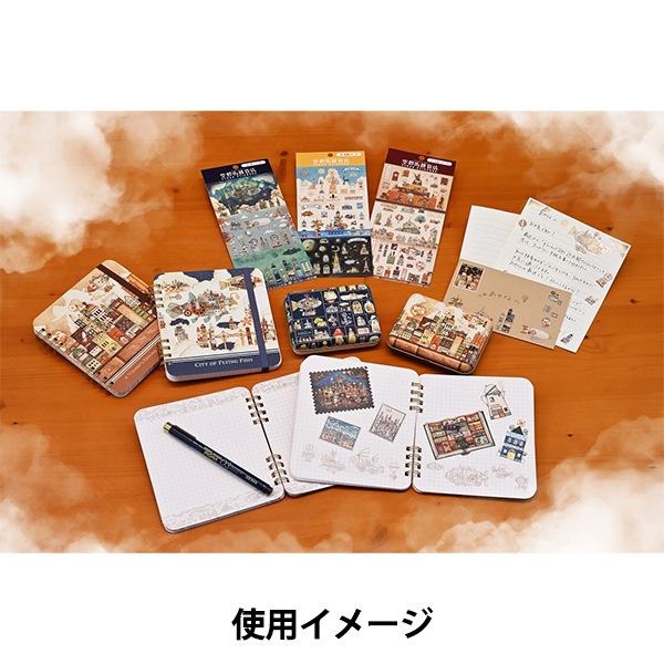 ファミレス行こ グッズセット リングノート＆クリアファイル3枚 未使用品 ノート 『空想街雑貨店 リングノート 旅人の愛する文房具の街 QN-KZB