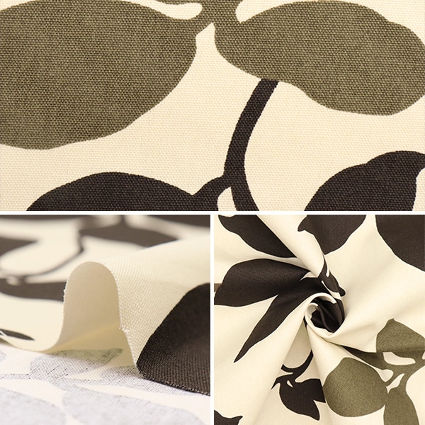 オリーブさま専用 数量5から】 生地 『オックスプリント リーフ柄 ダークブラウン