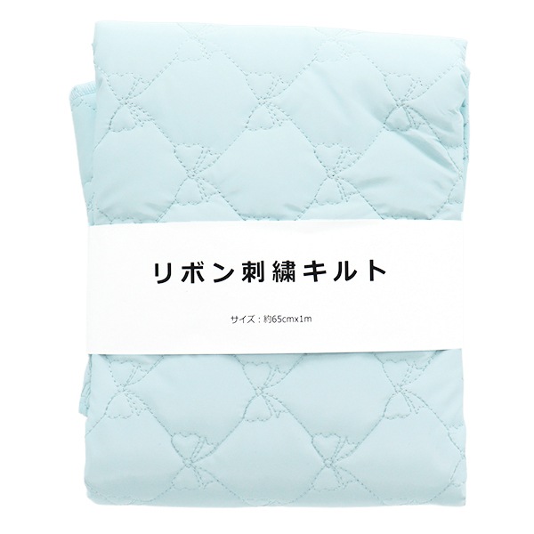 生地 『キルトカットクロス リボン柄 エナメル風 約65cm×100cm