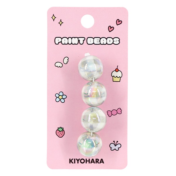 手芸パーツ 『ペイントビーズ チェックビーズ 16mm グレー PTB-09