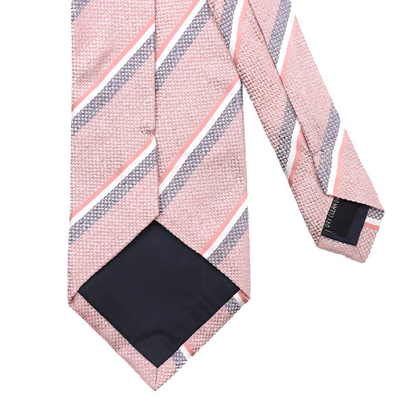 スーツ小物 『ネクタイ・チーフセット シルク100% ストライプ ピンク
