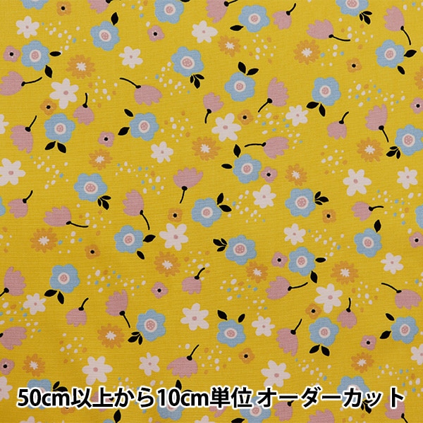 数量5から】 生地 『NINA オックス 花柄 ブルー 142-1356-A3』 生地,柄