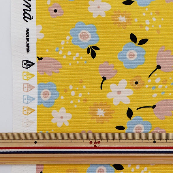 数量5から】 生地 『NINA オックス 花柄 イエロー 142-1356-A1』 生地