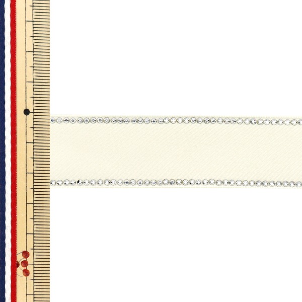 リボン 『ラインストーンリボン 約幅25mm×長さ1.5m オフホワイト