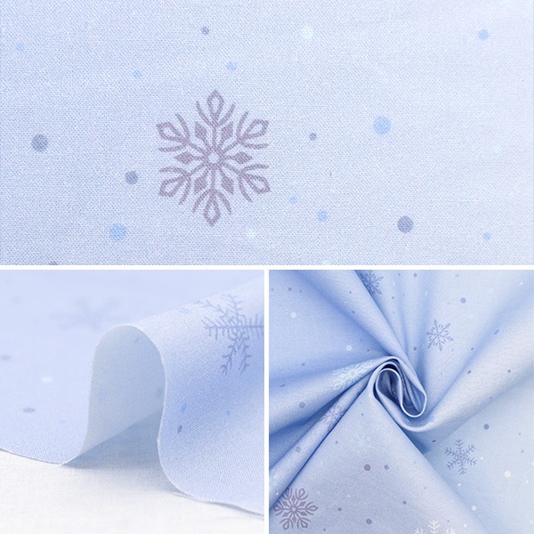 数量5から】 生地 『スケア X'mas グラデーション雪の結晶 水色
