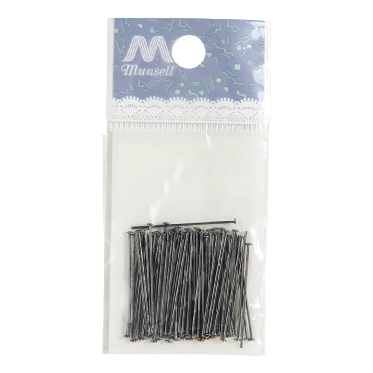 手芸金具 『Tピン 細 ブラック 0.6mm×25mm』 ビーズ,ビーズ金具,ピン類